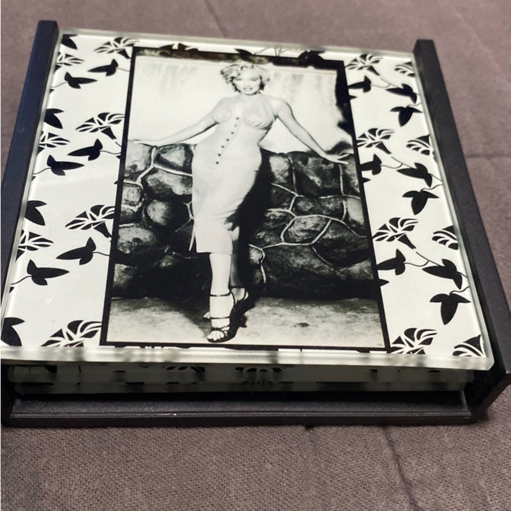 Vintage Set of Glass Coasters Marilyn Monroe by Bernard of Hollywood